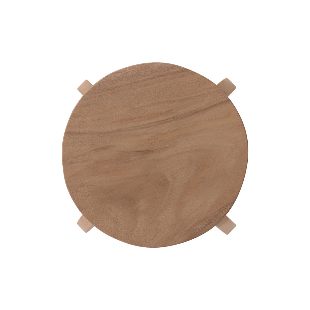 Bovenaanzicht van het Elia ronde houten krukje