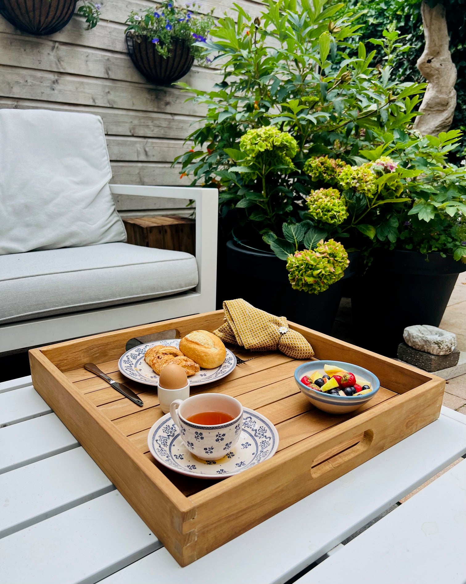 Dienblad van teak - natural color - 50 x 50 cm