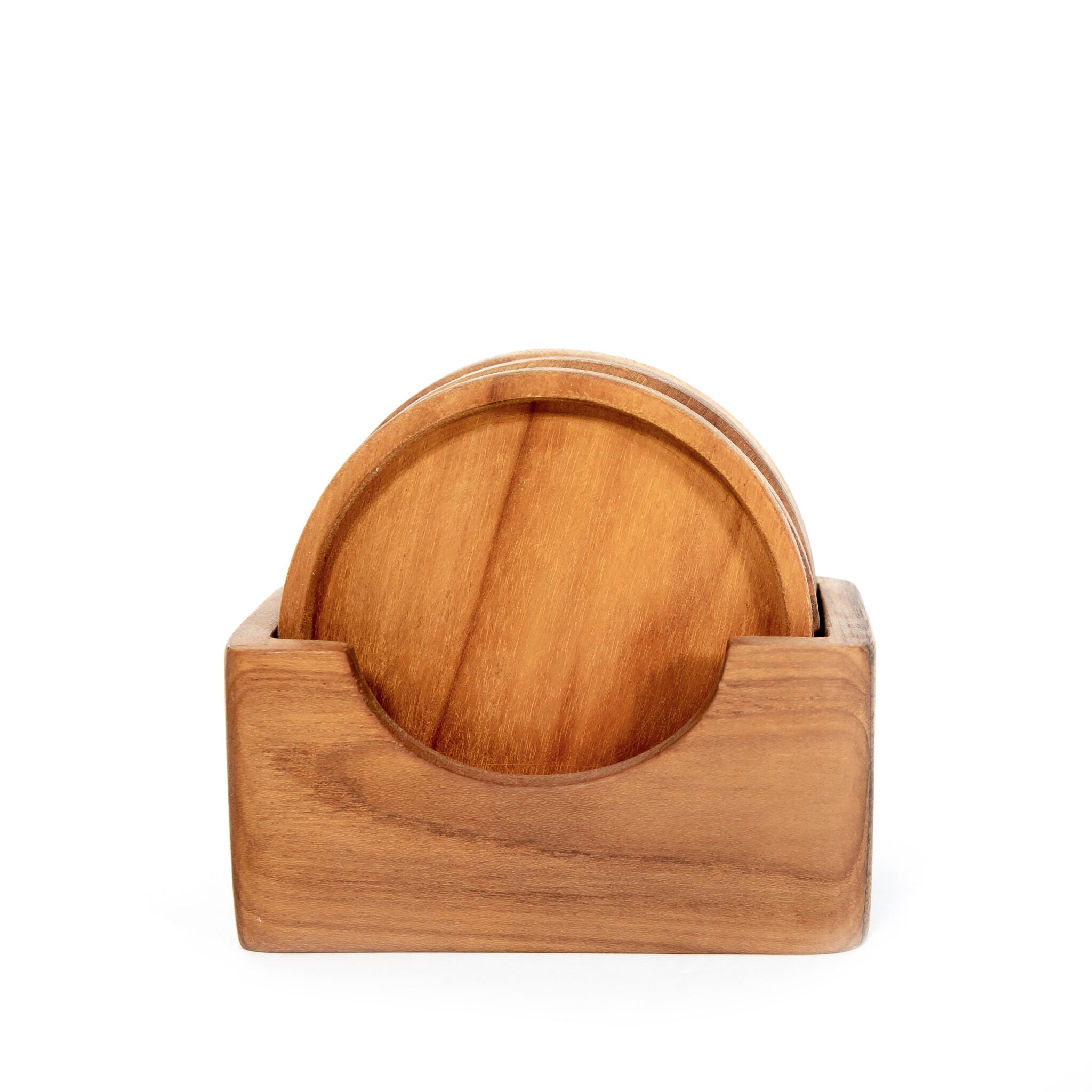 set van 4 onderzetters teak