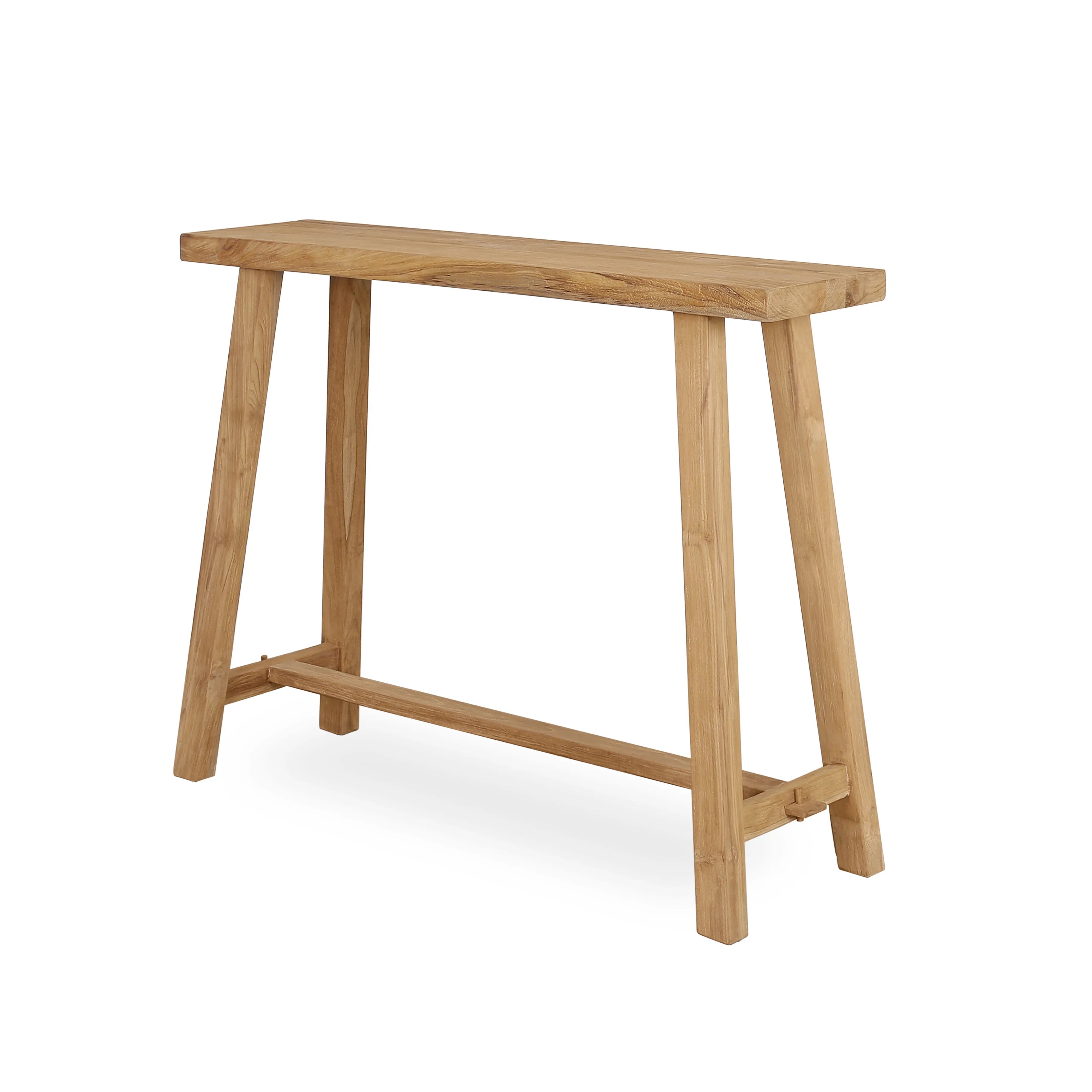 Teakhouten sidetable foto schuin genomen met witte achtergrond