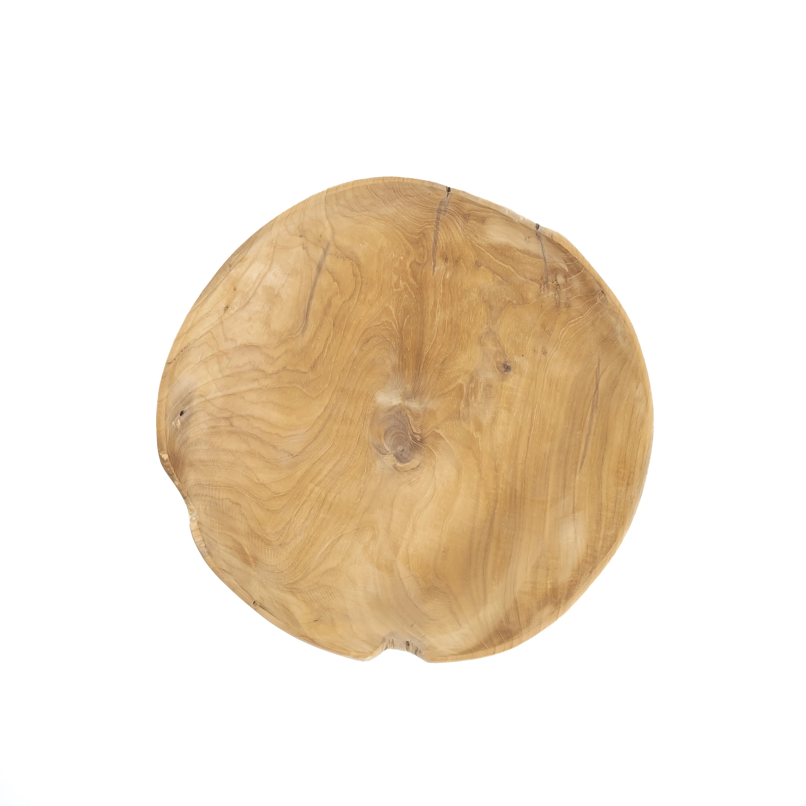 Unieke fruitschaal van teakwortel, Madura, handgemaakt door Tall Men Standing. Duurzaam en natuurlijk, met een organisch design en een lichte glans.