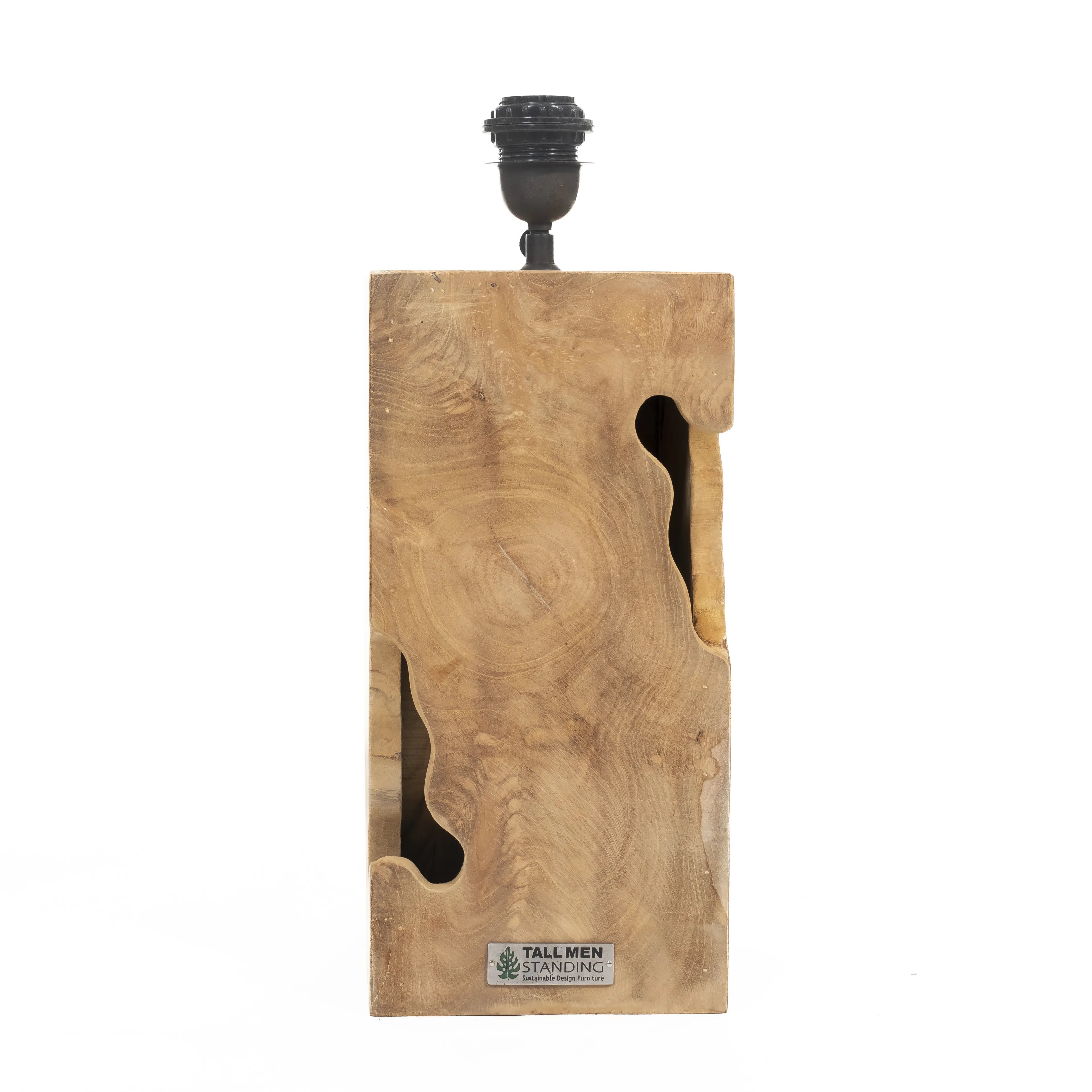 Teakhouten lampenvoet met E27 fitting, geschikt voor LED en max 60 watt.