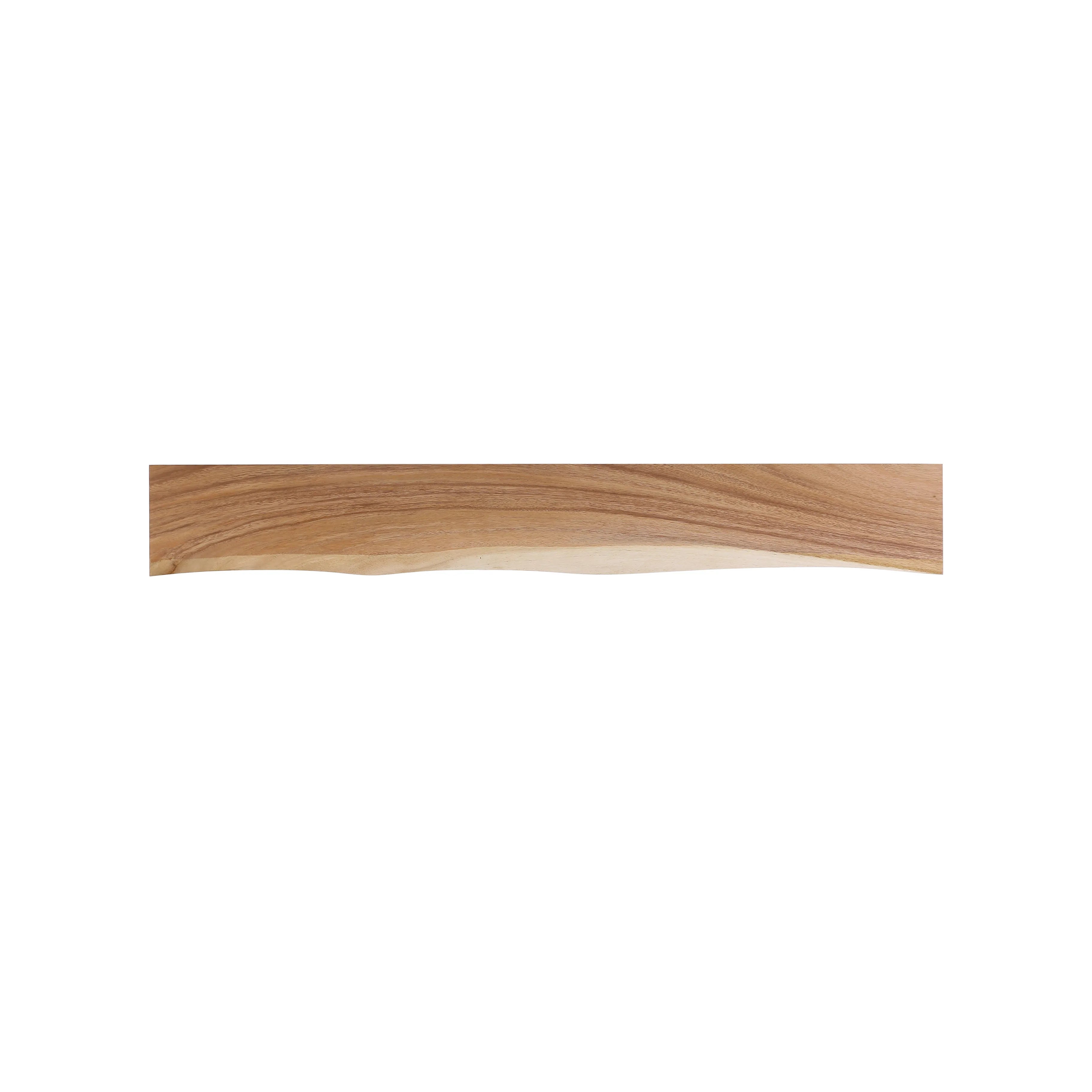 Suarhouten wandplank 160 cm met live edge en donkere houtnerven