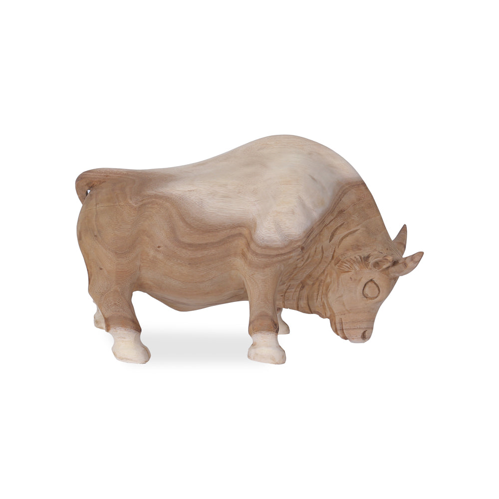 Torro houten stier decoratiebeeld in zijaanzicht