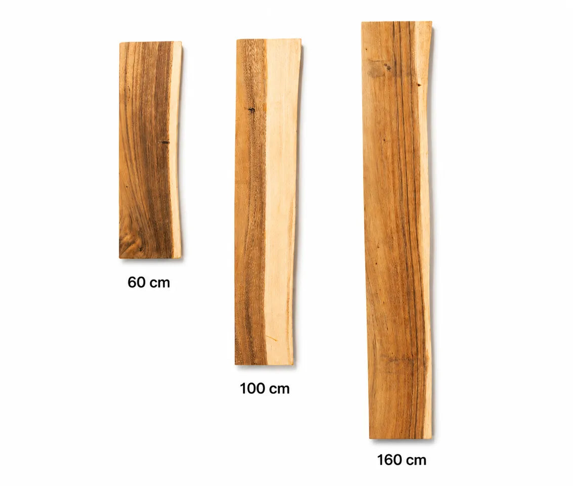 Teakhouten wandplank Taksu in verschillende maten van 60cm, 100cm en 160cm