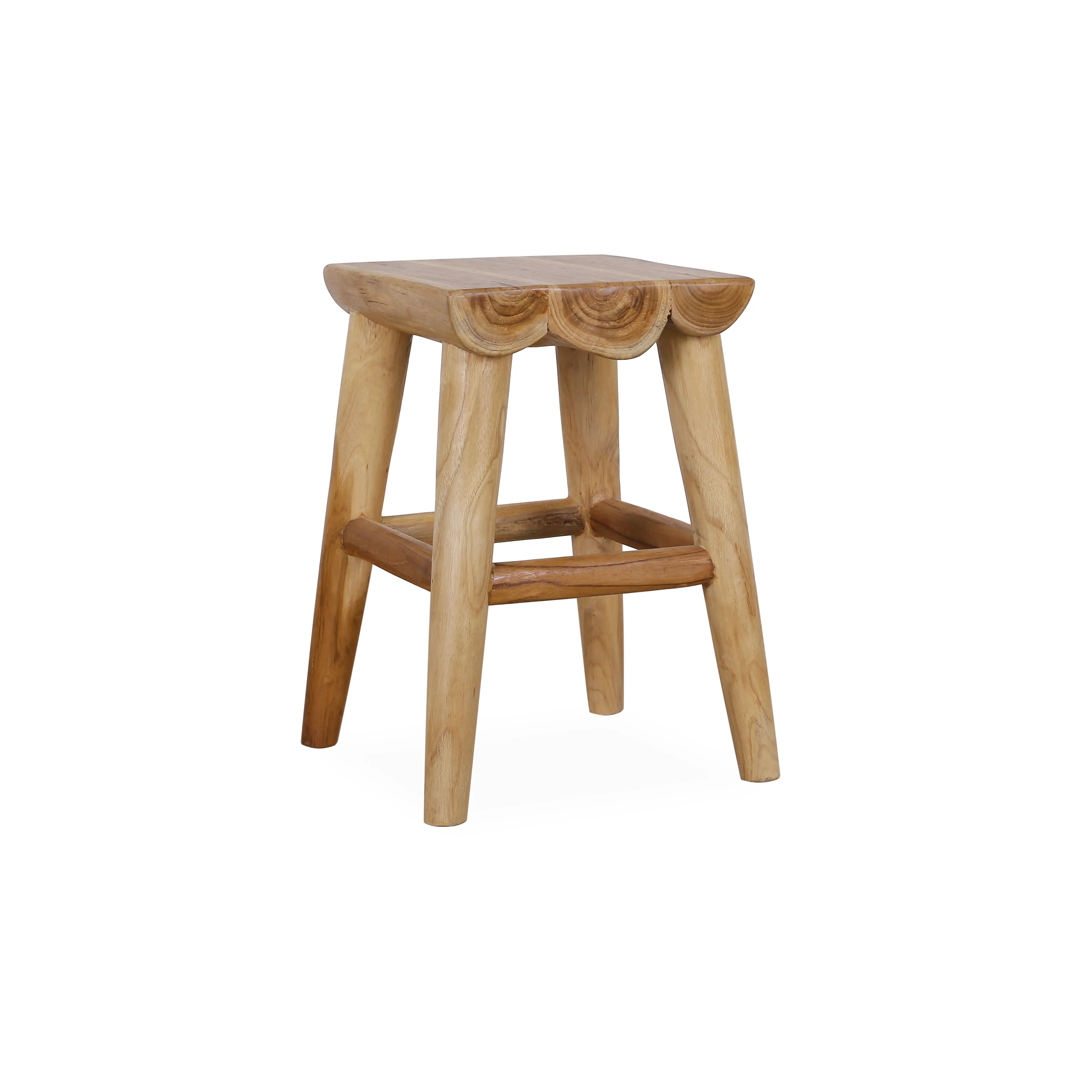 Robuuste teak kruk Kimmo 30x30x46 cm met natuurlijke houtnerf
