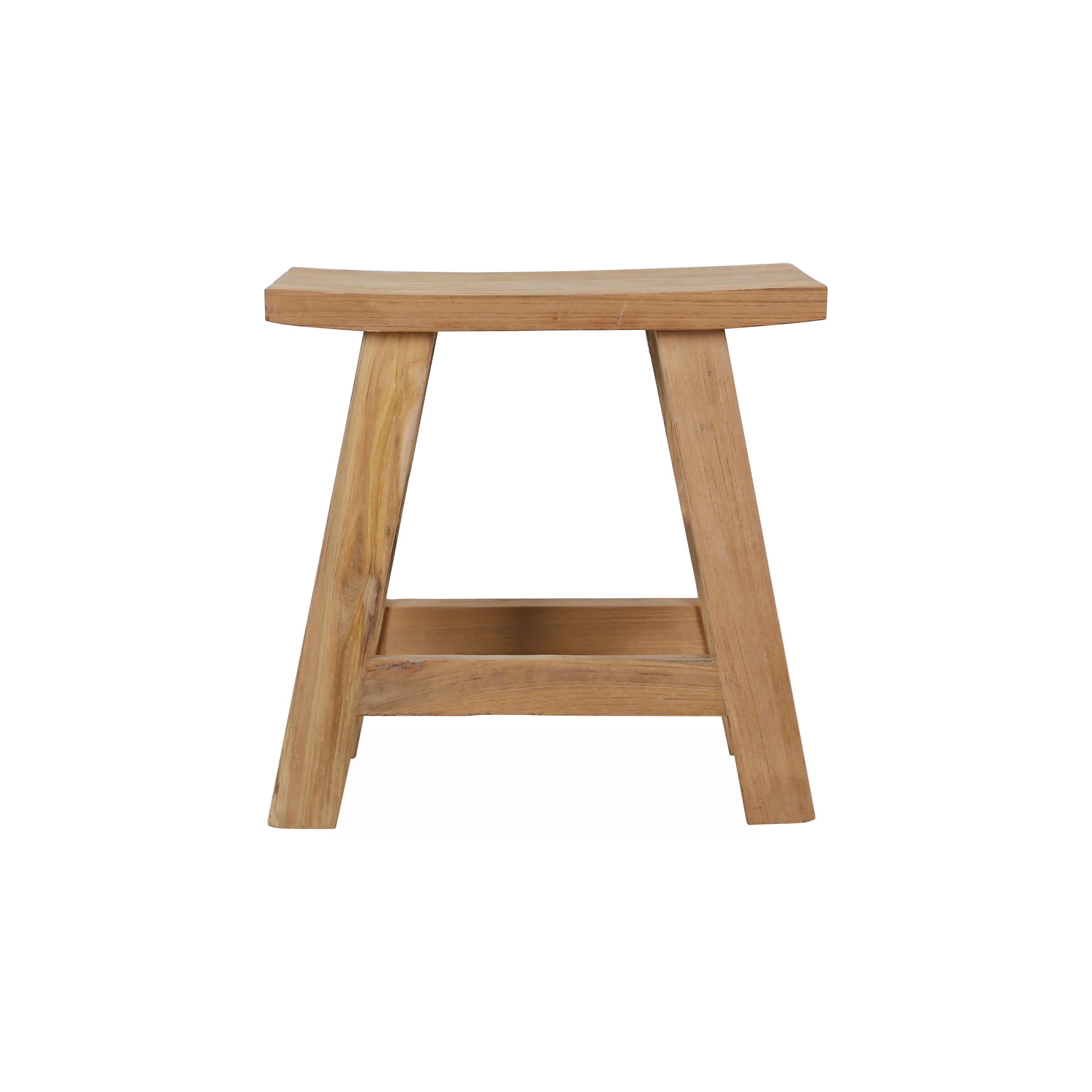 Kruk Maxim van recycled teakhout 48x30x45 cm handgemaakt in Indonesië door Tall Men Standing