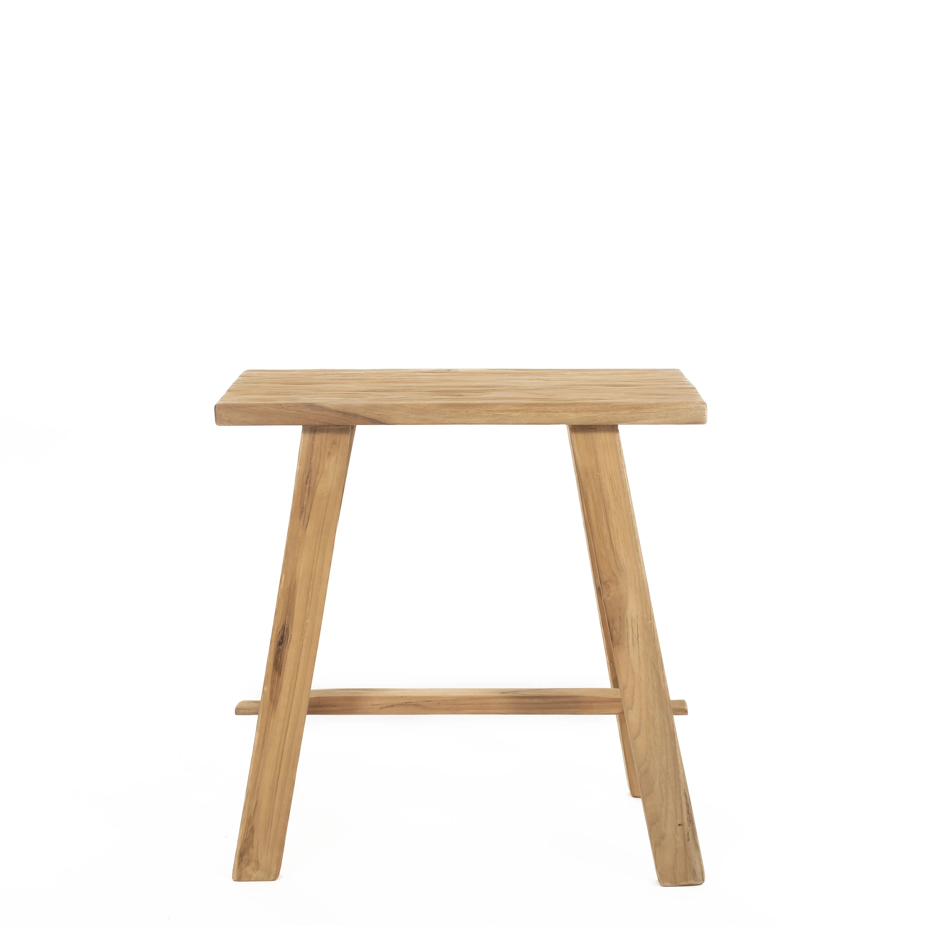 Achterzijde van Kruk Vintage van oud teak 50x30x50 cm
