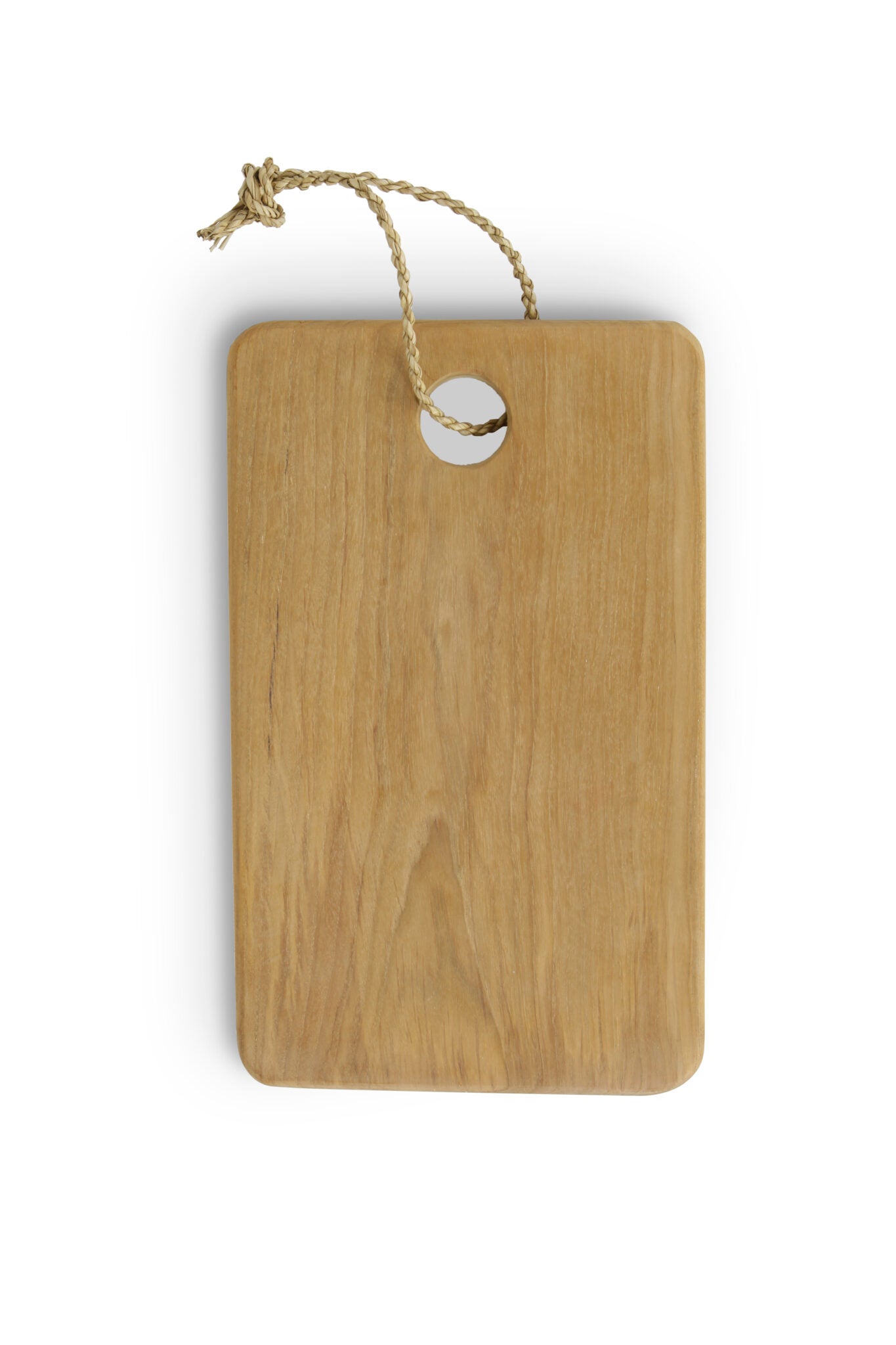Massieve serveerplank van teak met ophangkoord