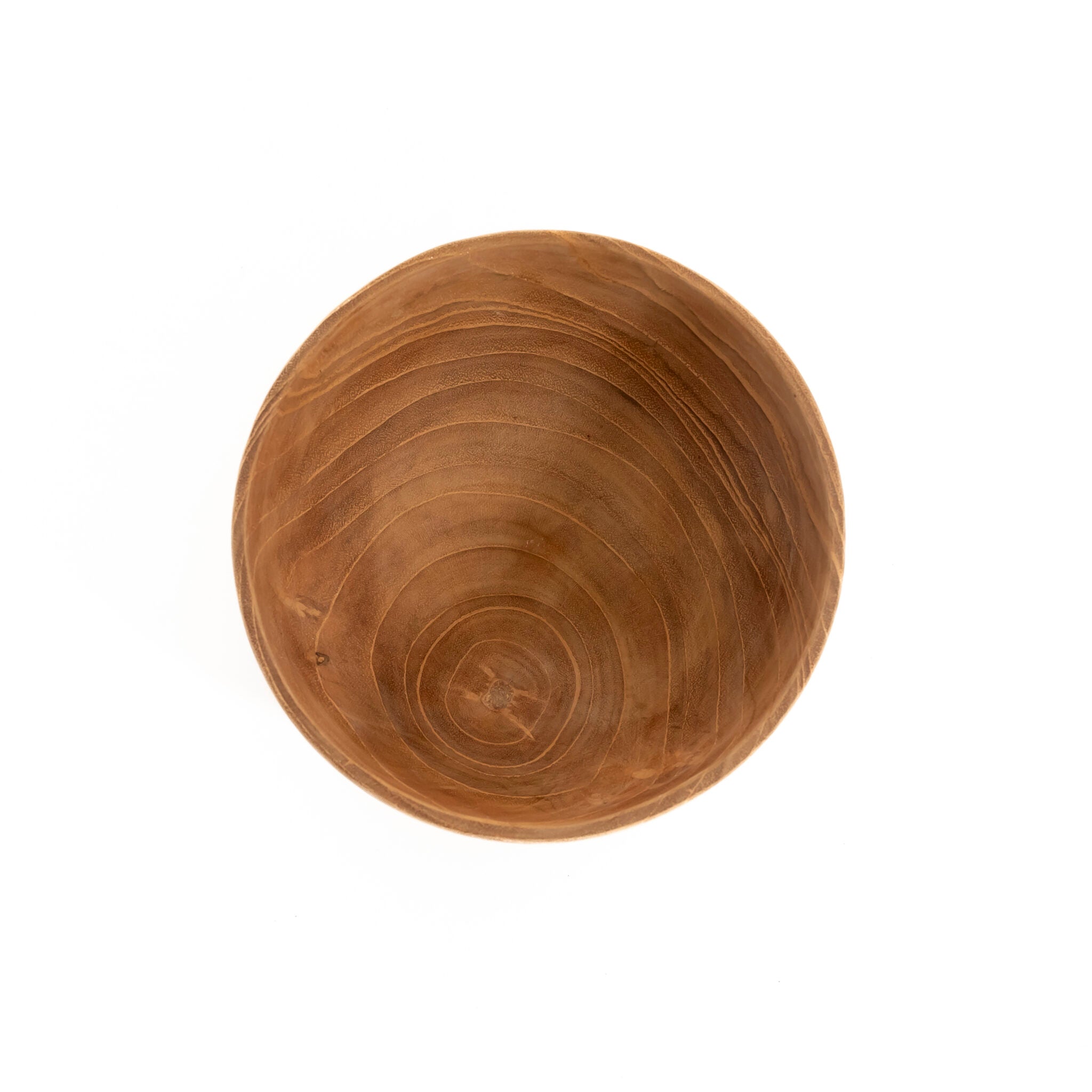 Snackbowl Kars van teakhout van bovenaf gezien, met de natuurlijke jaarringen in het hout