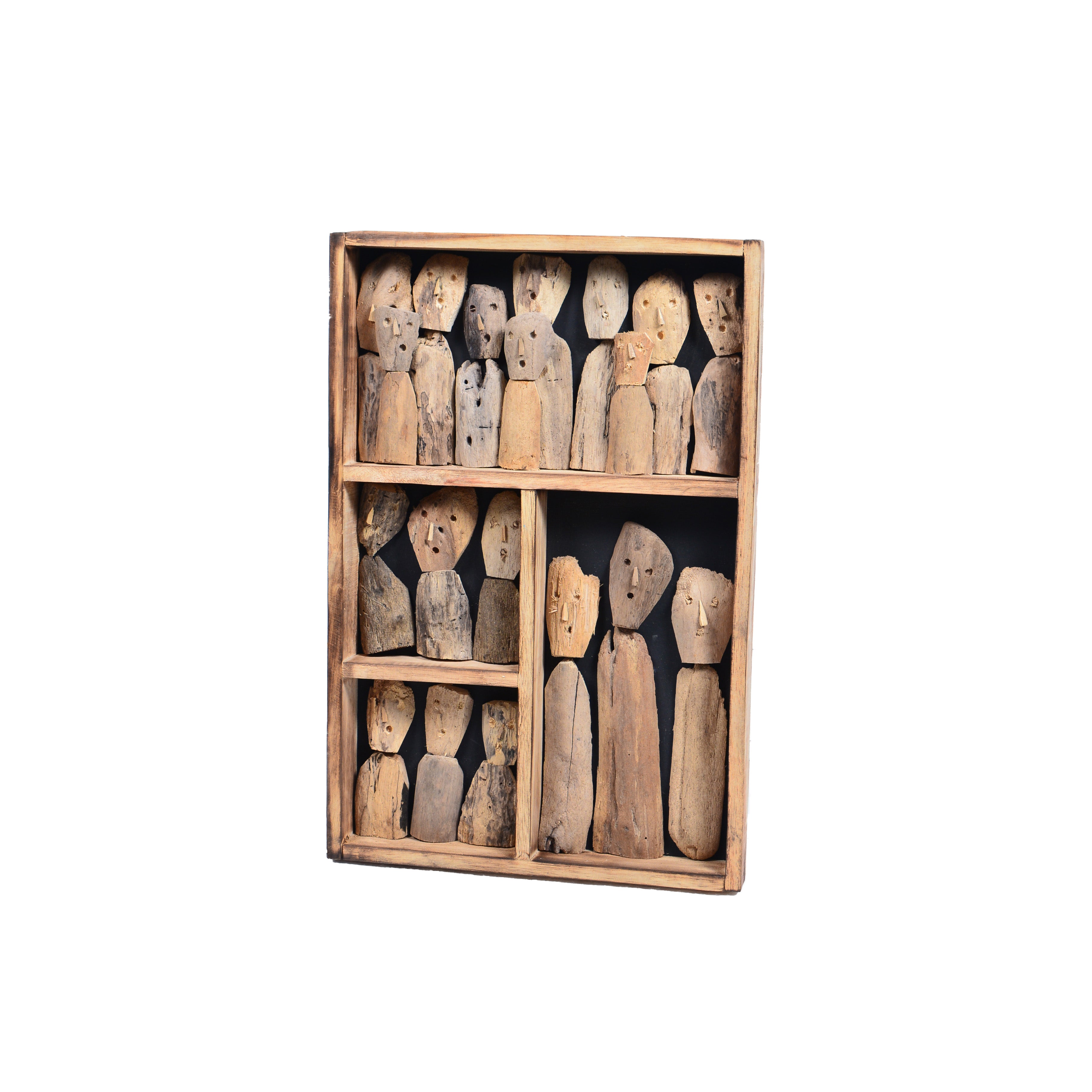 Wanddecoratie Family van teakhout, 30 cm lang, met de natuurlijke houtnerf goed zichtbaar