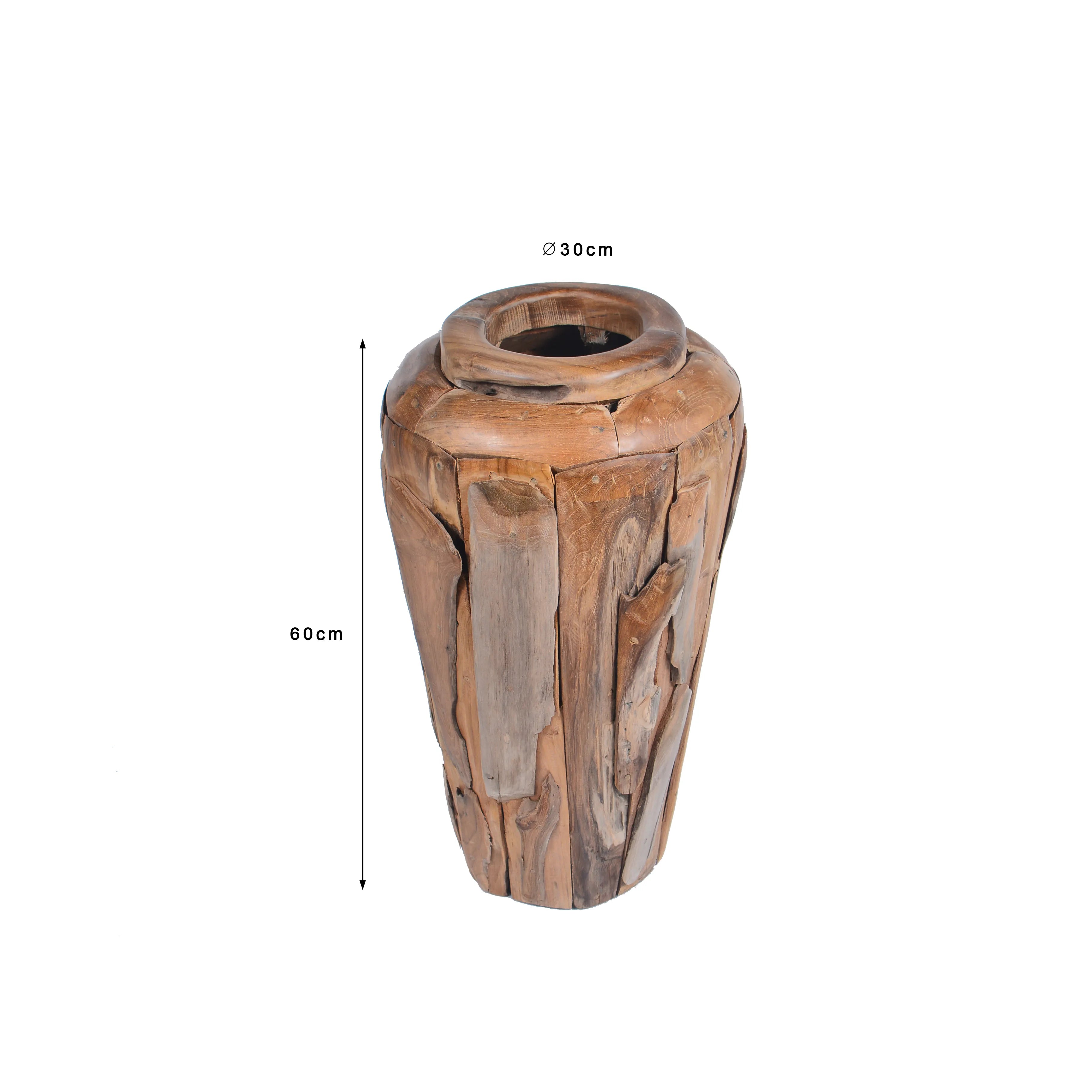 Vaas Lopi medium van teakwortel met diameter 30 cm en hoogte 60 cm