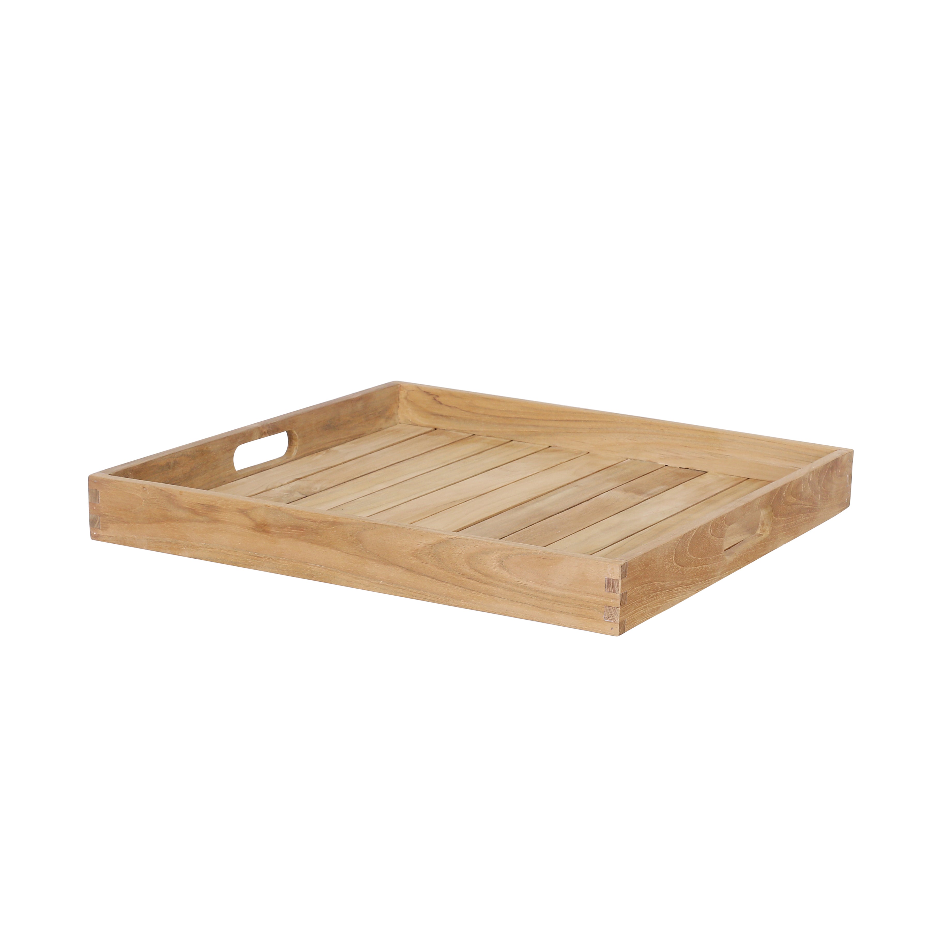 Dienblad XL - Naturel Teak – Handgemaakt in Indonesië (60x60 cm)
