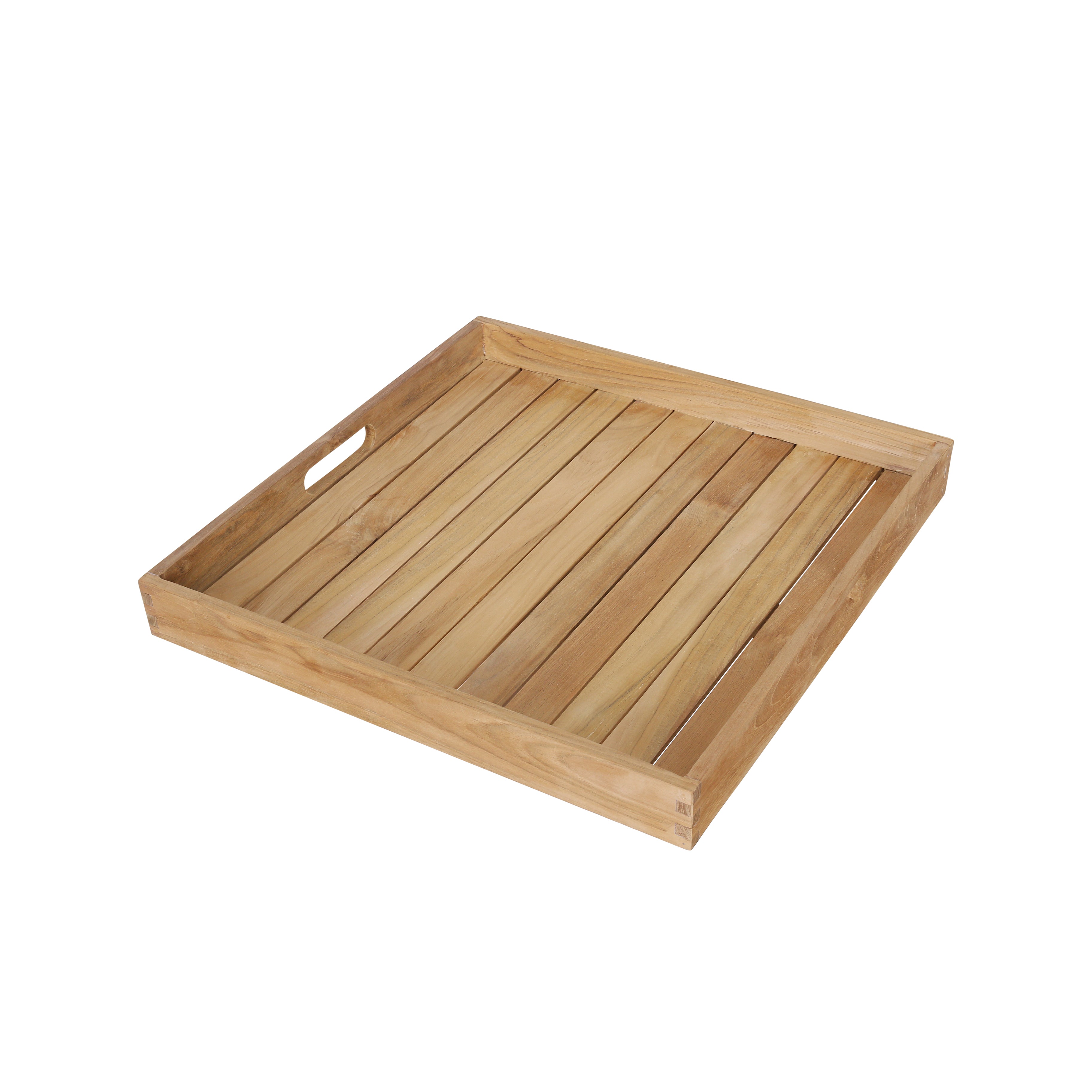 Dienblad XL - Naturel Teak – Handgemaakt in Indonesië (60x60 cm)