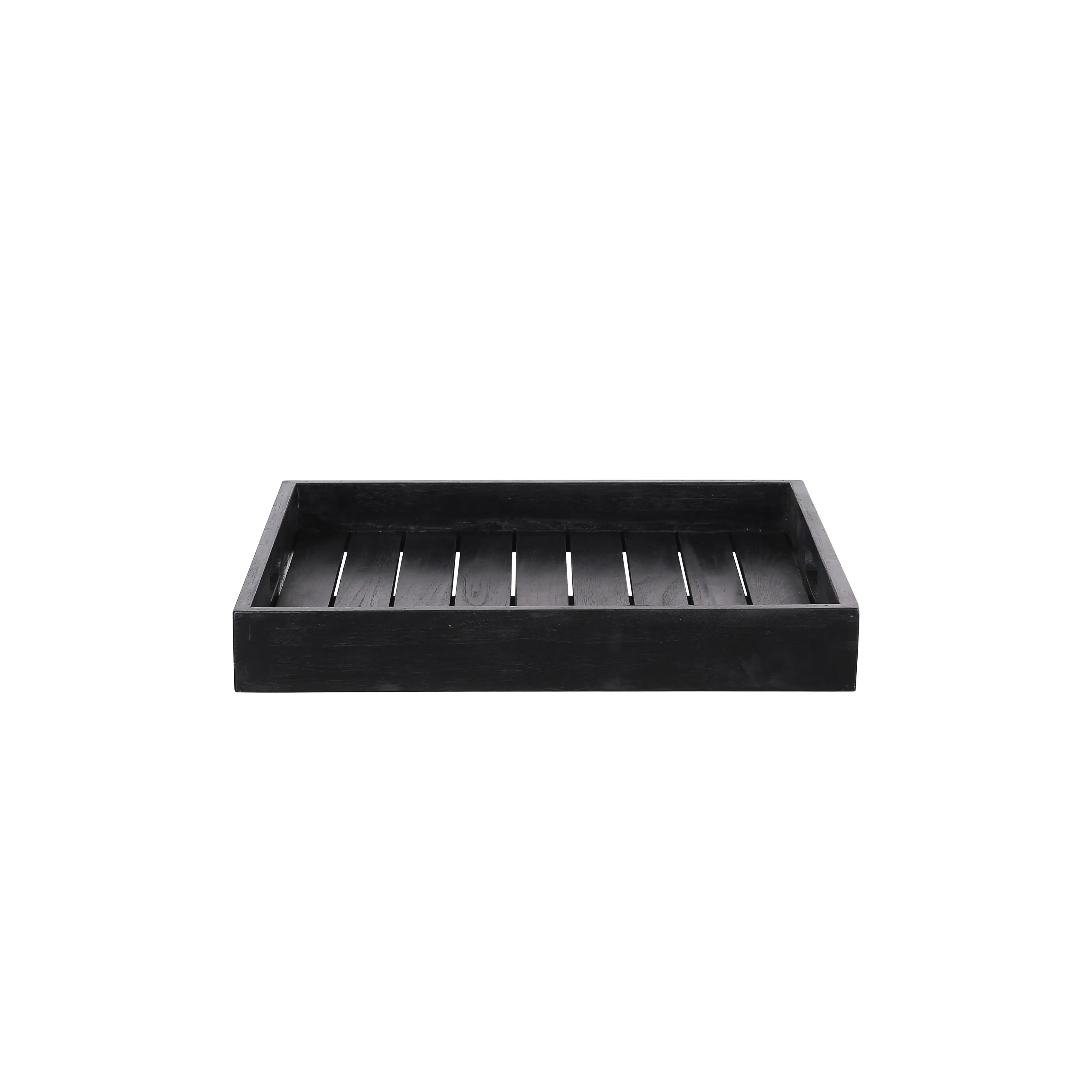 Zwarte houten dienblad formaat XL met witte achtergrond