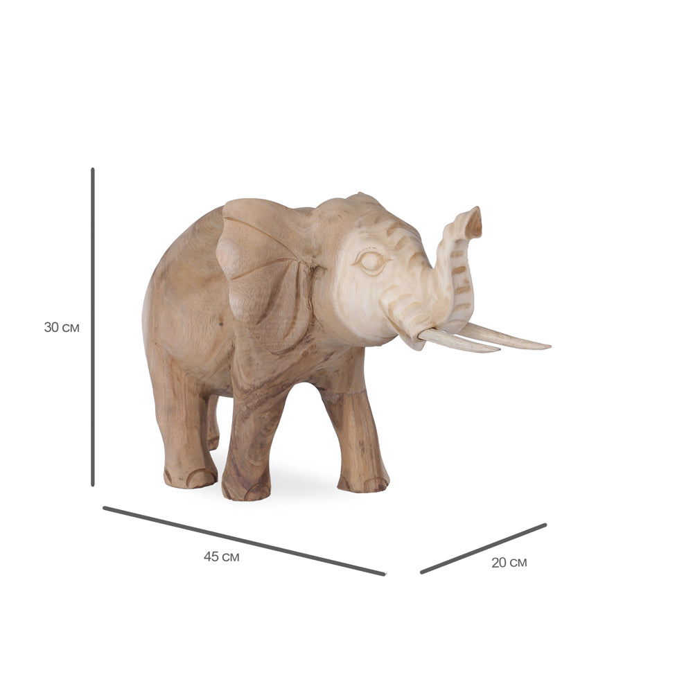 Elphas Large houten olifant decoratiebeeld met afmetingen 30 x 45 x 20 cm