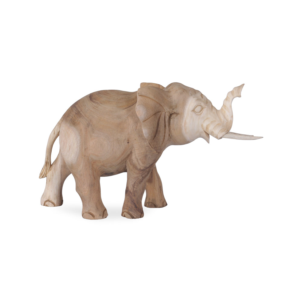 Elphas Large houten olifant decoratiebeeld in zijaanzicht