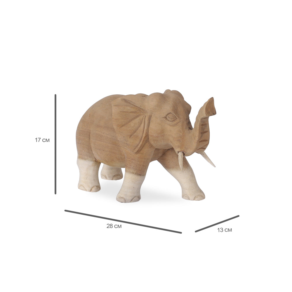 Elphas Small houten olifant decoratiebeeld met afmetingen 17 x 28 x 13 cm