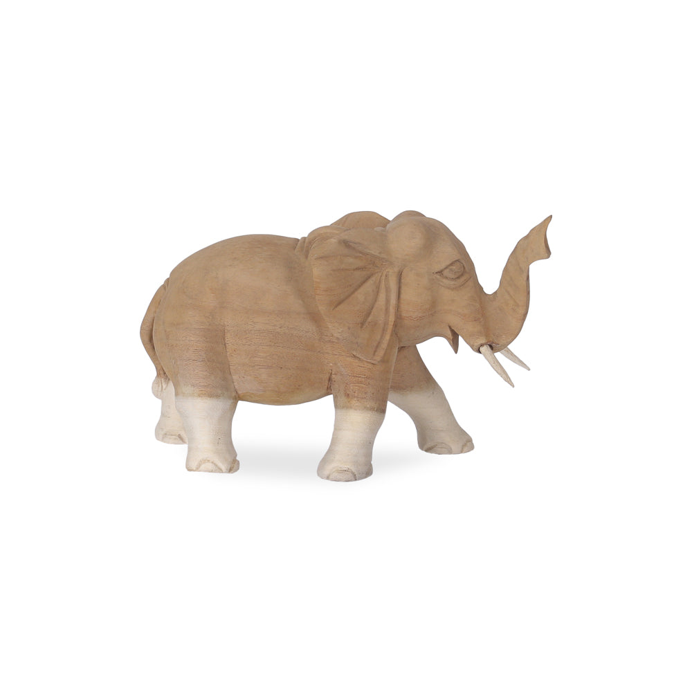 Elphas Small houten olifant decoratiebeeld in zijaanzicht
