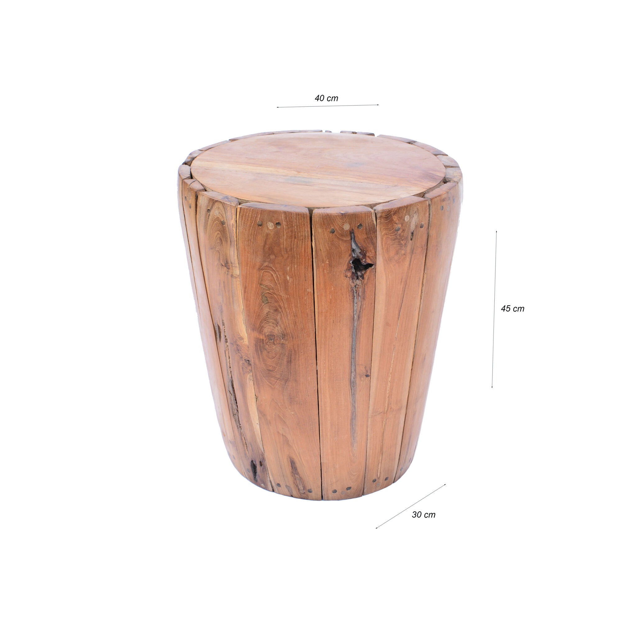 Teakhouten kruk Bongo met afmetingen 40x45x30