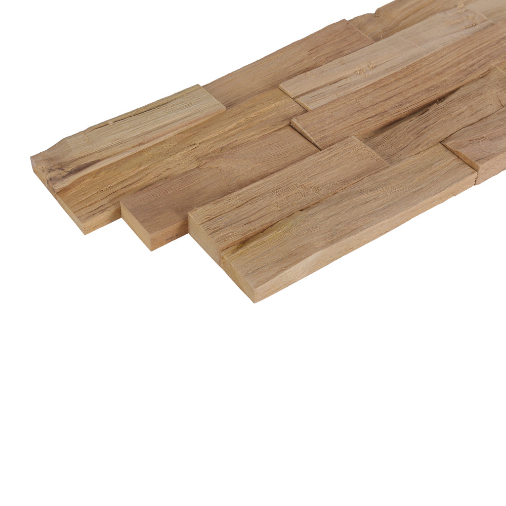 Detail van Labuan houten wandbekleding met reliëf en natuurlijke houtstructuur
