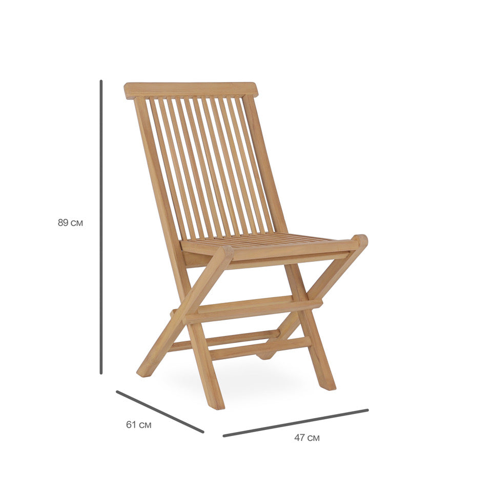 Teakhouten tuinstoel met afmetingen 61x47x89cm