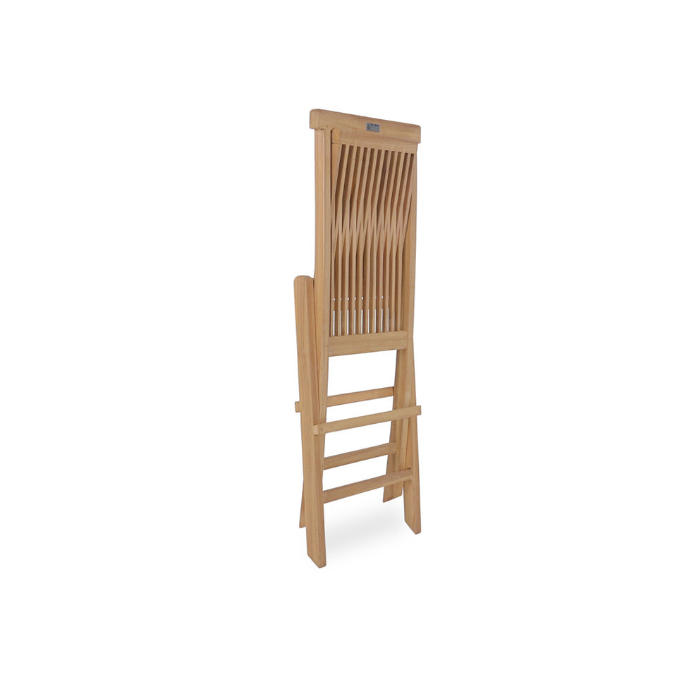 Teakhouten tafel staand en ingeklapt