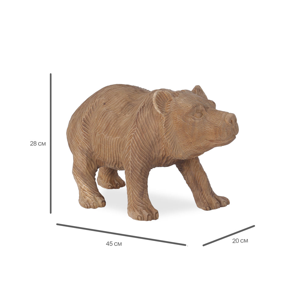 Ursus houten beer decoratiebeeld met afmetingen 28 x 45 x 20 cm