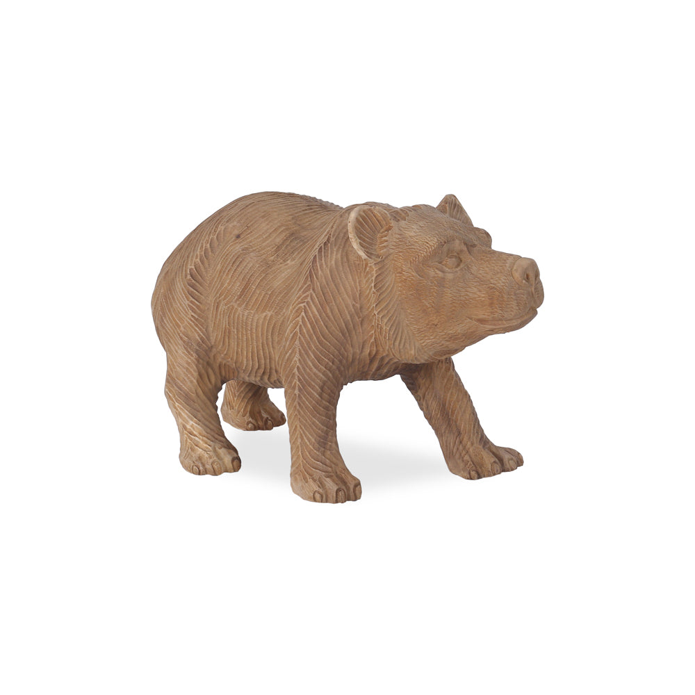 Ursus houten beer decoratiebeeld in schuin vooraanzicht