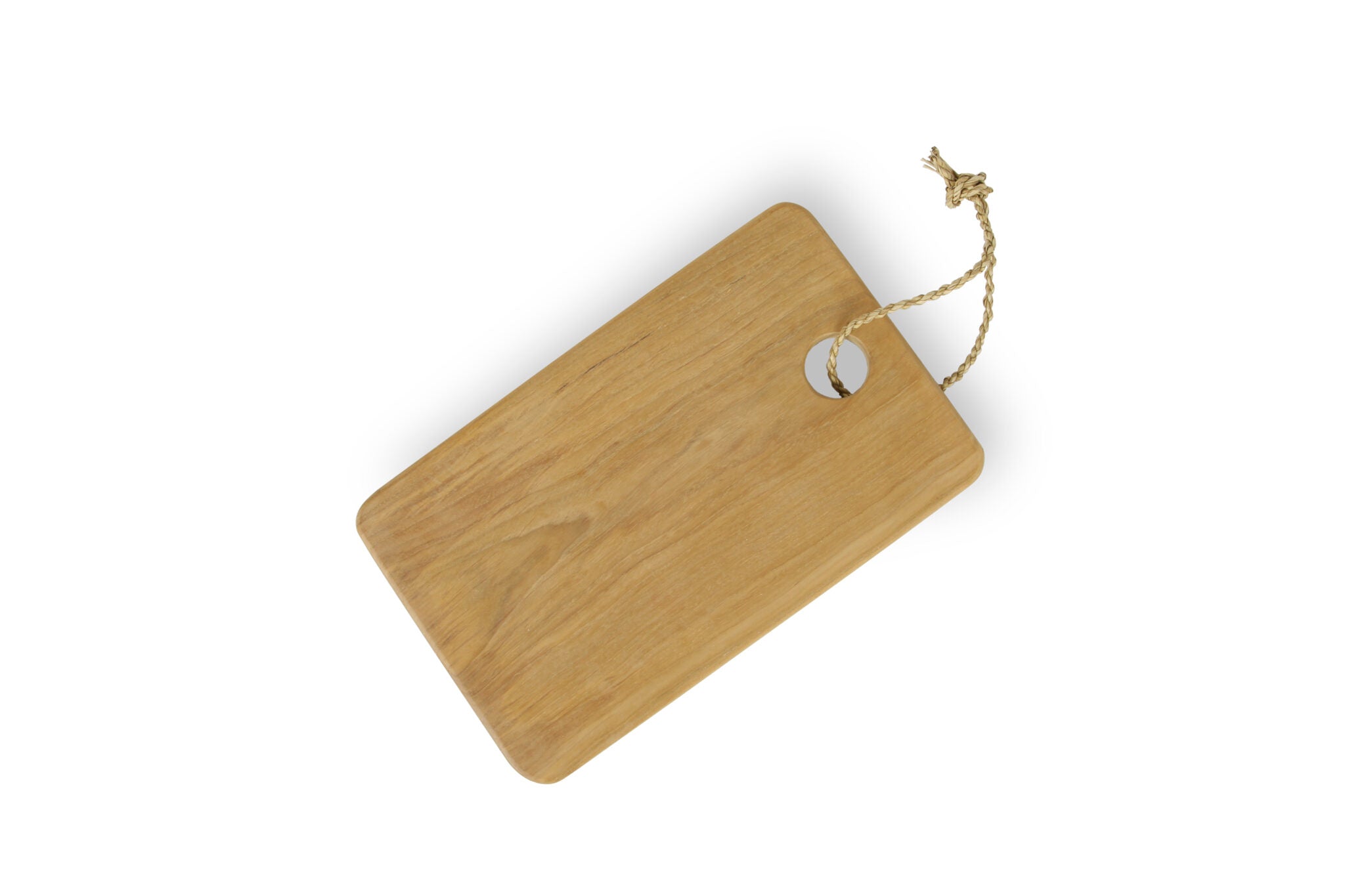 Rechthoekige borrelplank van teakhout met koord 40 x 24 cm.
