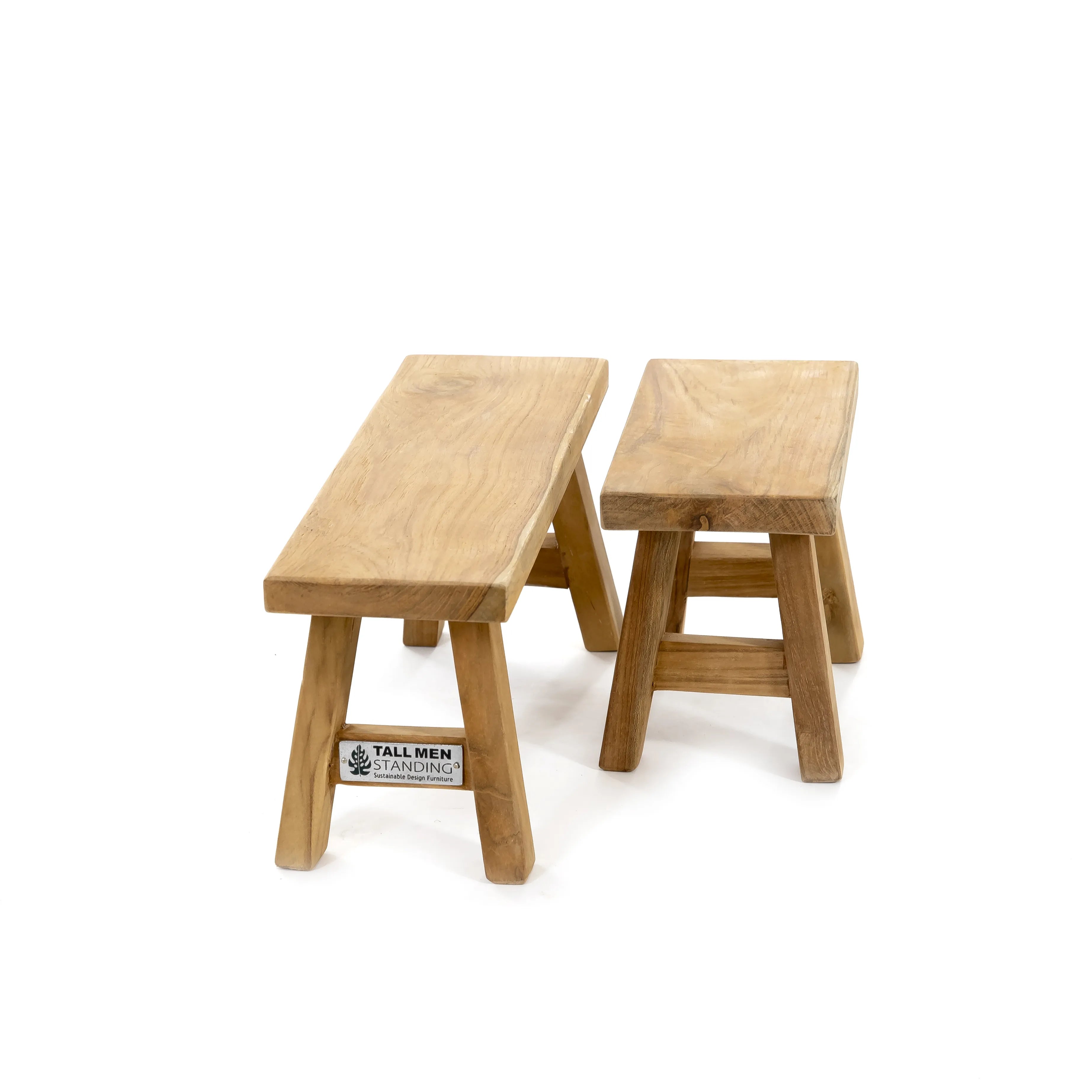 Set van 2 mini krukjes Misa en Elsa van teakhout