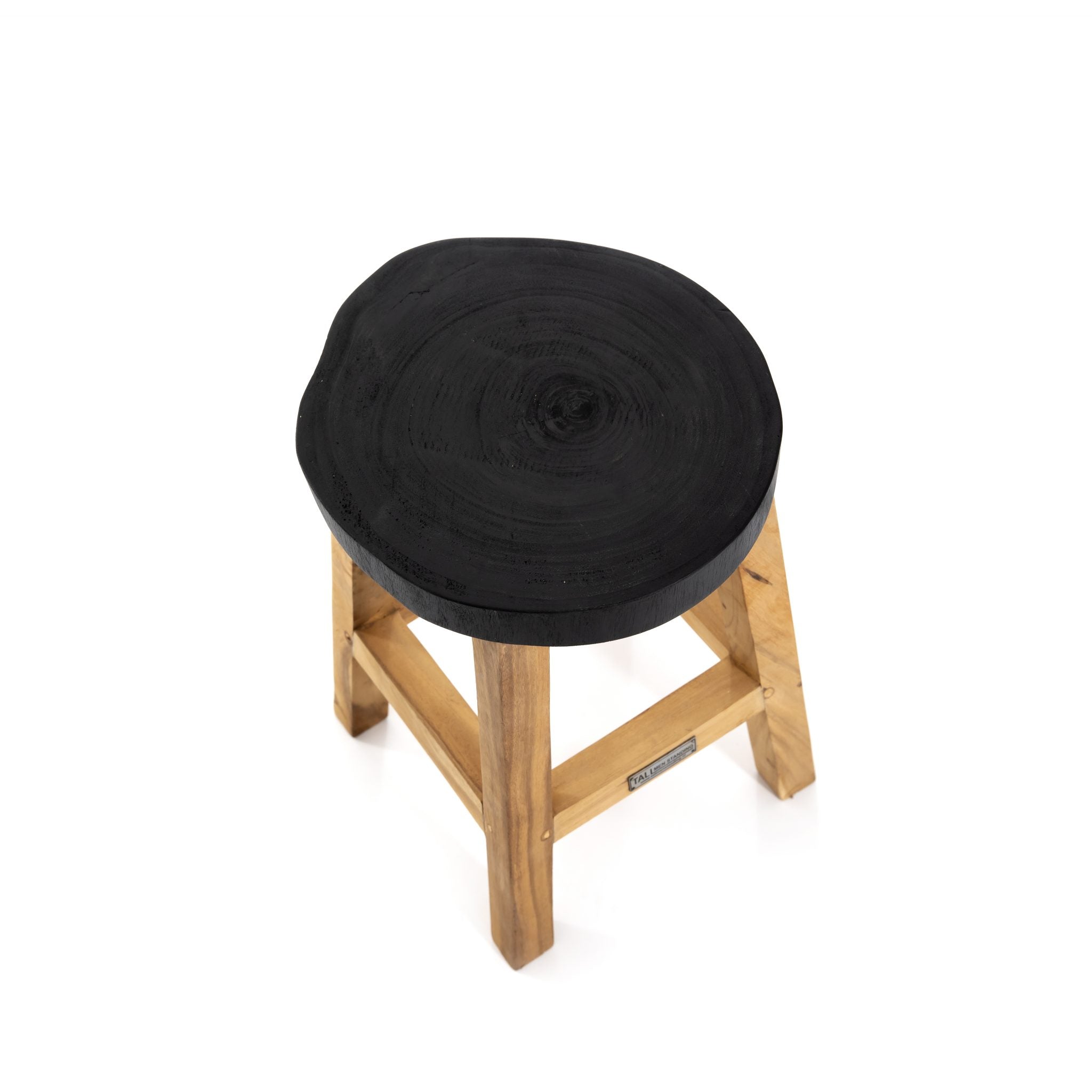 Kruk Paulini van teakhout vanuit een andere hoek gezien, 45 cm hoog