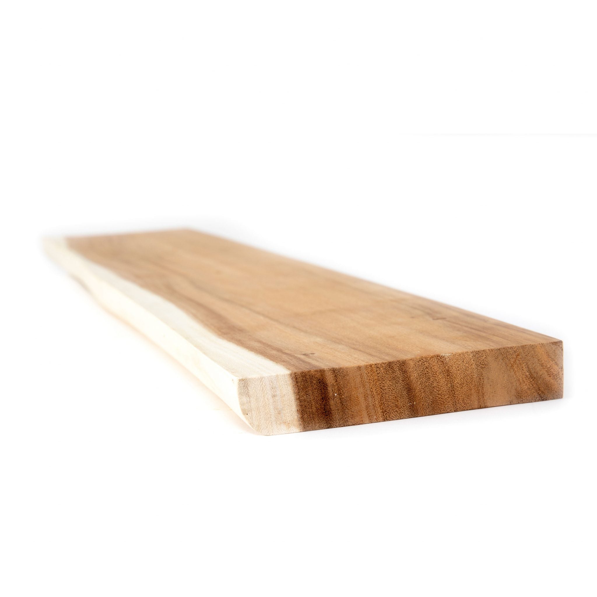Wandplank Jari van teakhout, met de natuurlijke houtnerf goed zichtbaar